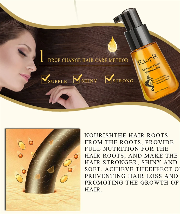 RtopR Prevent hair loss and Increase hair shine moroccan hair essential oil,  View hair loss solution oil, RtopR Product Details from Foshan Haokaiboman  Trading Co., Ltd. on Alibaba.com