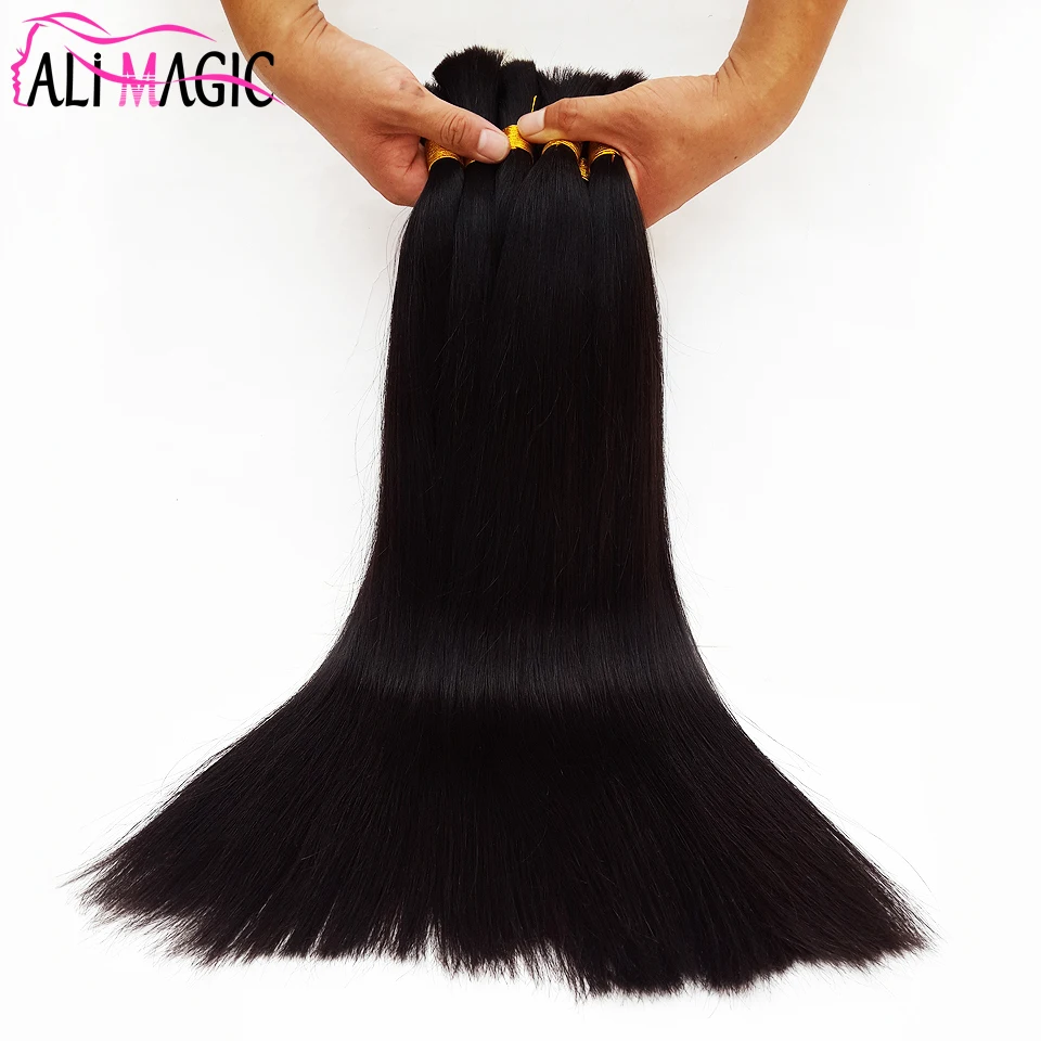 

Factory Wholesale Virgin 100G Straight Hair Extensions Unprocessed Human Braiding Hair Bulk No Weft, All color available