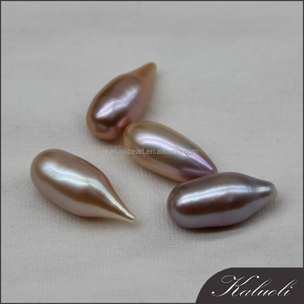 

Hot sale long natural freshwater teardrop pearl beads, Purple;white;peach