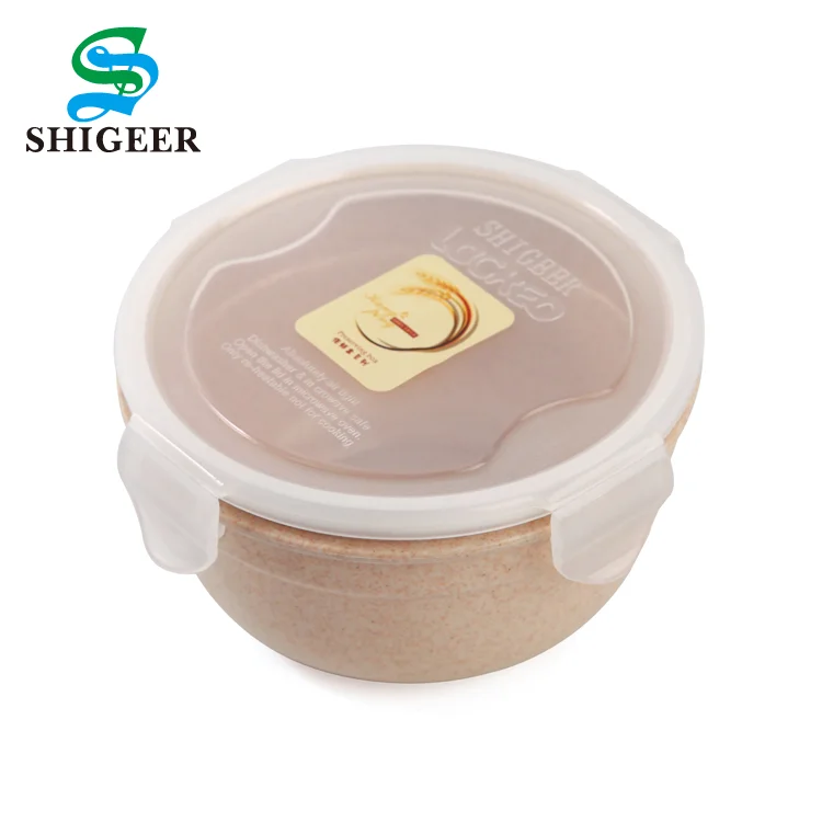 
Cheap Customized 550ml Round Wheat Straw Plastic Food Container Bowl With Lid 