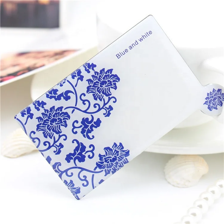 

Wholesale Promotional Blue and white pattern Small Single Makeup Mirror Mini Compact Metal Pocket Cosmetic Mirror