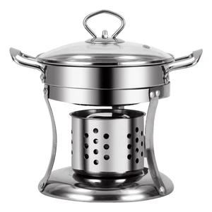Portable Outdoor Stainless Steel Kitchen Accessories  Wick Alcohol Stove Single Small Pot Set