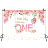 Girl First Birthday Banner Photo Background Pink Floral Girl 1st Birthday Decoration Photography Backdrop