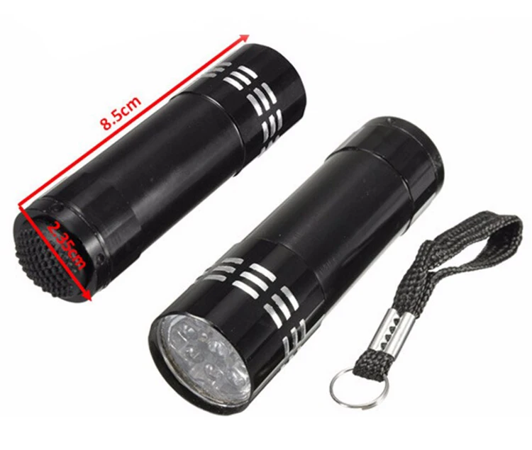 9 LED Mini Portable Hand Torch Aluminium Flash Flashlight Hiking Lamp 
