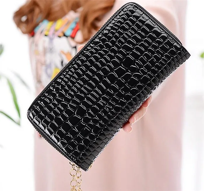 

Hot sale fashion double zipper women wallet lady purse stone pattern clutch bag