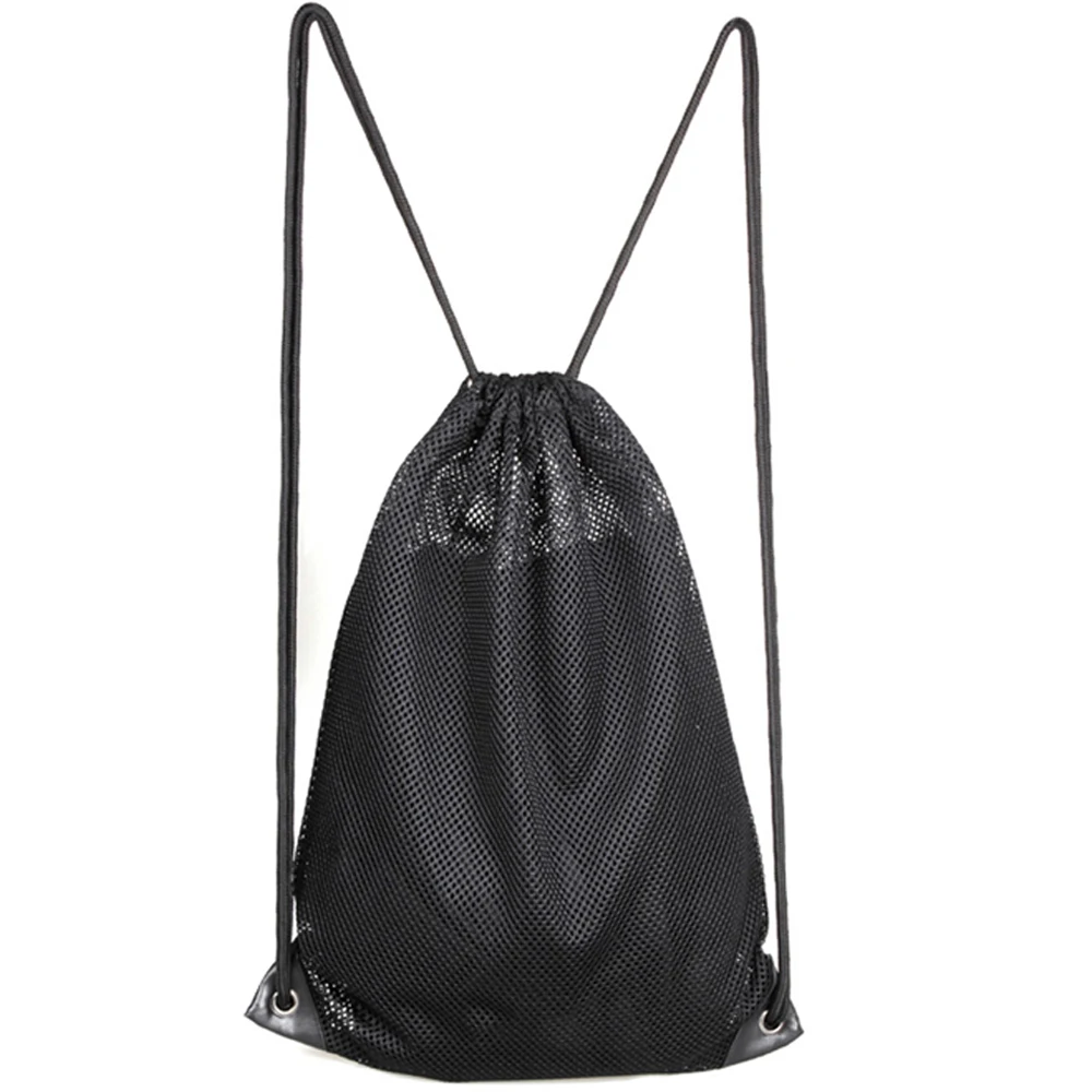 black mesh drawstring bag