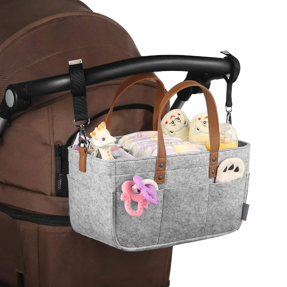 Reusable Baby Diaper Organizer Bag Felt Diaper Storage Caddy Organizer