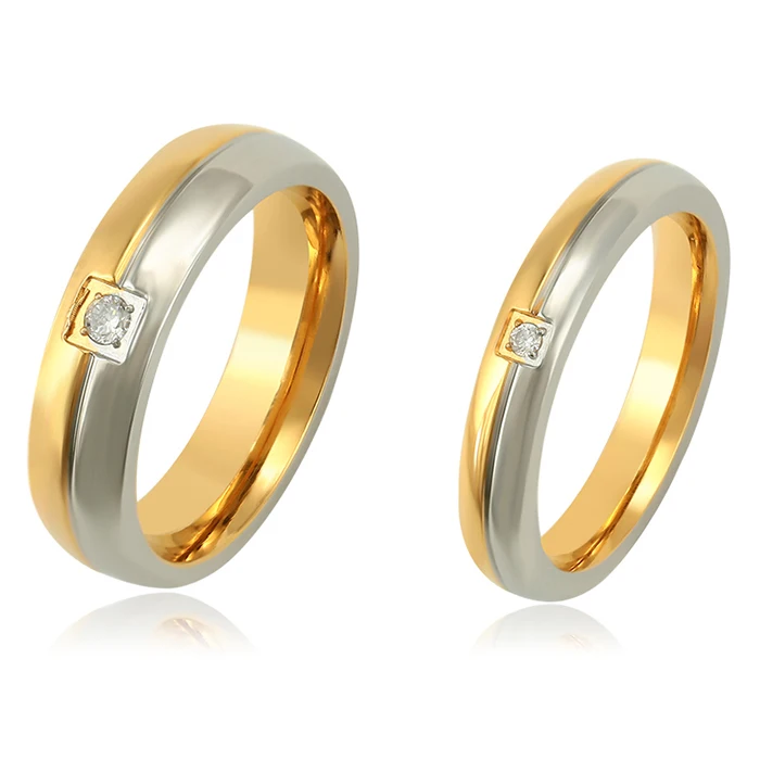 

R-156 Xuping new design gold stainless steel jewelry anillos acero inoxidable wedding brand ring set