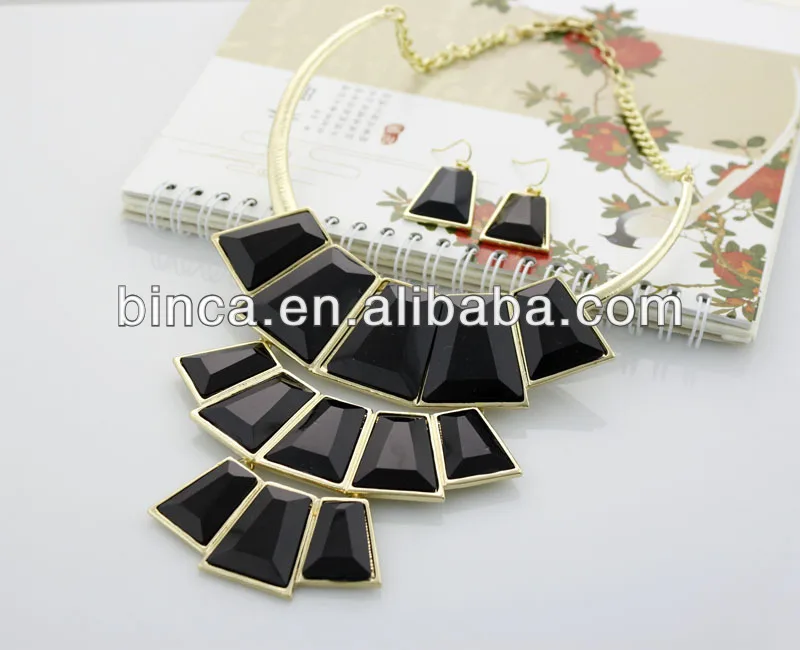 

Resin statement necklace and earrings set Fashion jewelry set gold plated have stock can mix colors A737