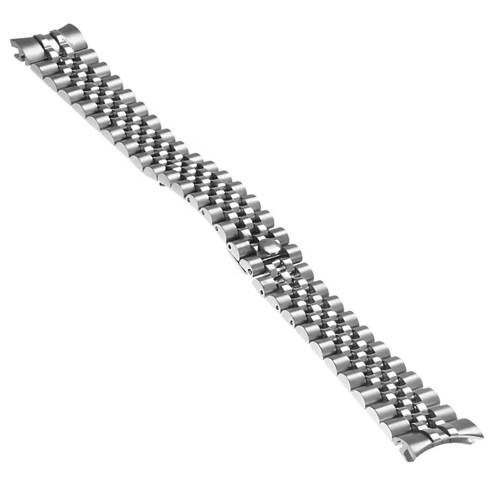 

Ready to ship silver stainless steel 13mm 17mm 20mm solid jubilee curved end watch band