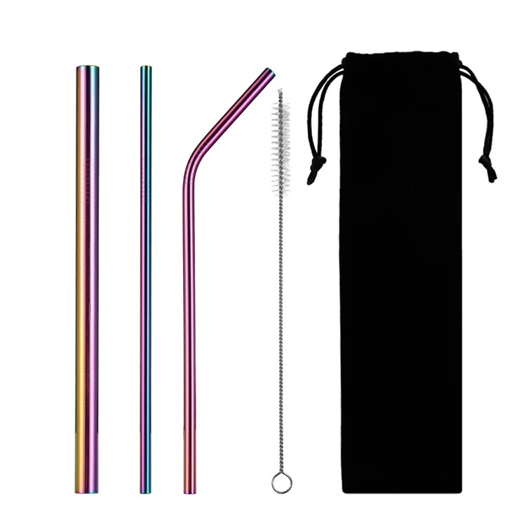 

Svin Amazon Top Seller Wholesale Rainbow Eco Reusable Stainless Steel Metal Drinking Straw Set, Silver;black;rose gold;gold;rainbow;blue;purple