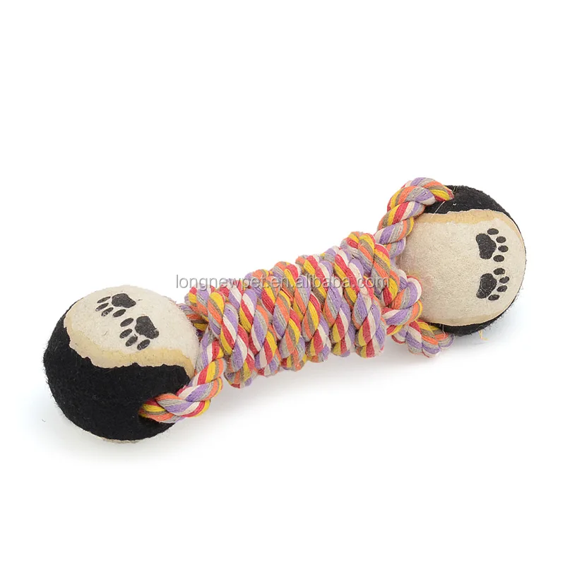 Dog Ball Cotton With Rope Tug Toy 7 Colors Spiky Bone Shape Pet Toy Dog