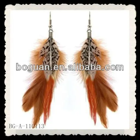 2013 handmade brown feather earring