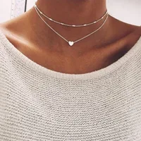 

Tiny Heart Choker Necklace for Women gold Silver Chain Small Love Necklace Pendant