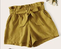 

SENSHENG 2019 New Paperbag Waist Pocket Patched Shorts