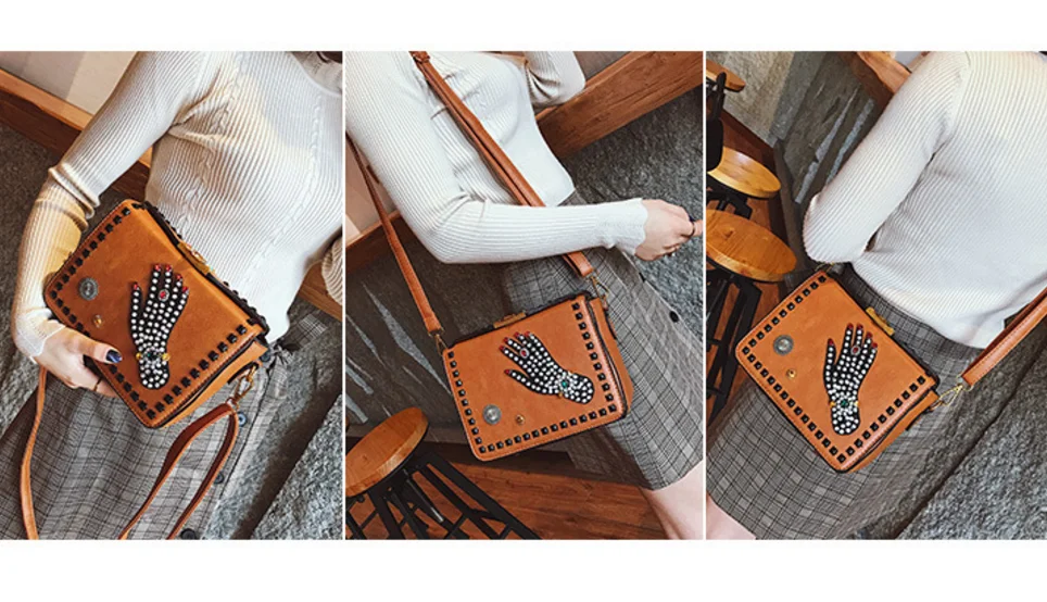 2018 Fashionable Women Crystal Diamond PU Leather One Shoulder Small Square Crossbody Messenger Bag