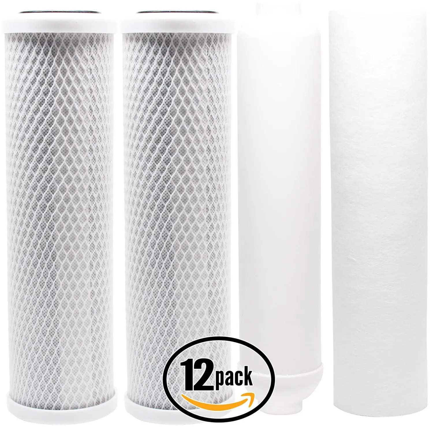 12-Pack Denali Pure Universal 10 inch Carbon Block, Sediment, Inline Filter - Compatible with APEC ROES-50, APEC RO-90, Watts WP5-50, APEC ROES-PH75, Watts WP-5, APEC RO-PERM, Watts RO-TFM-5SV