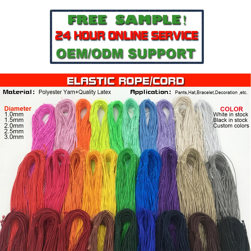 Customlogo Printed 3.5mm 2.5mm 1.5mm Round Elastic Cord Black/white