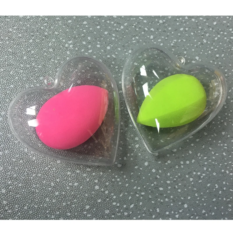 

2019 high quality new beauty egg small heart shape packaging box latex free foundation makeup blender sponge box