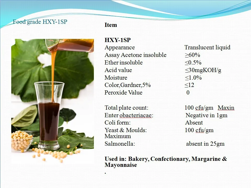 Hxy1sp Oil Soluble Soybean Lecithin Liquid Raw Material For Biscuit