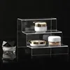 Steps clear acrylic shop shelf display cosmetic and acrylic cosmetic display stand