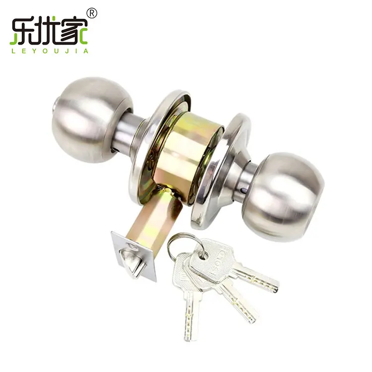Interior Bedroom Bathroom Wood Door Locks Round Knob Door Lock