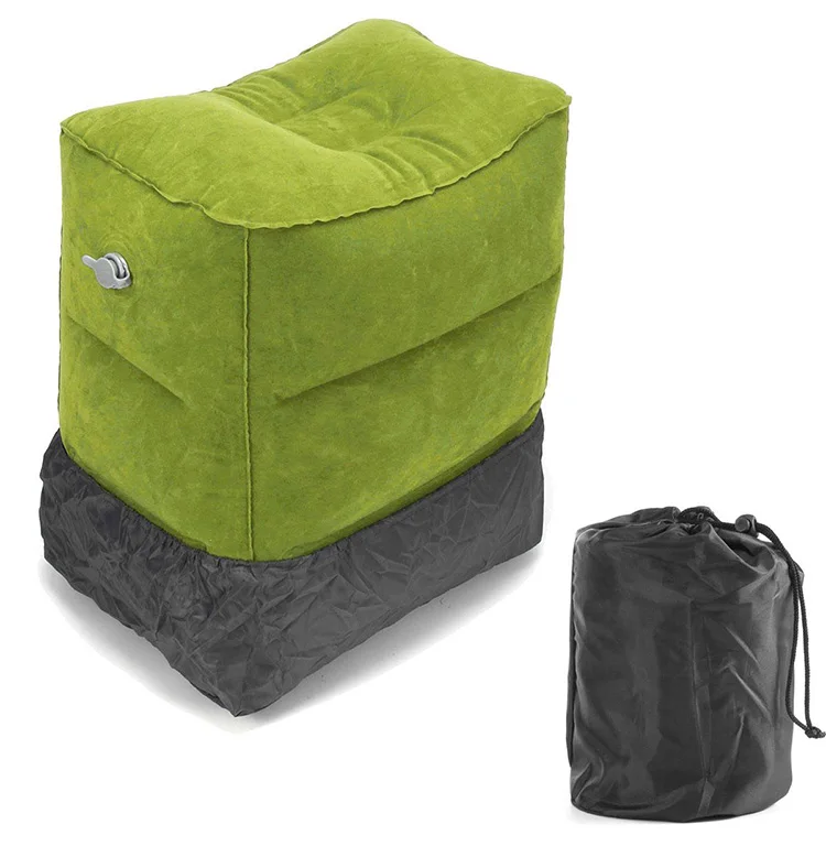 Comfortable Flocking Inflatable Travel Foot Rest Pillow Folding