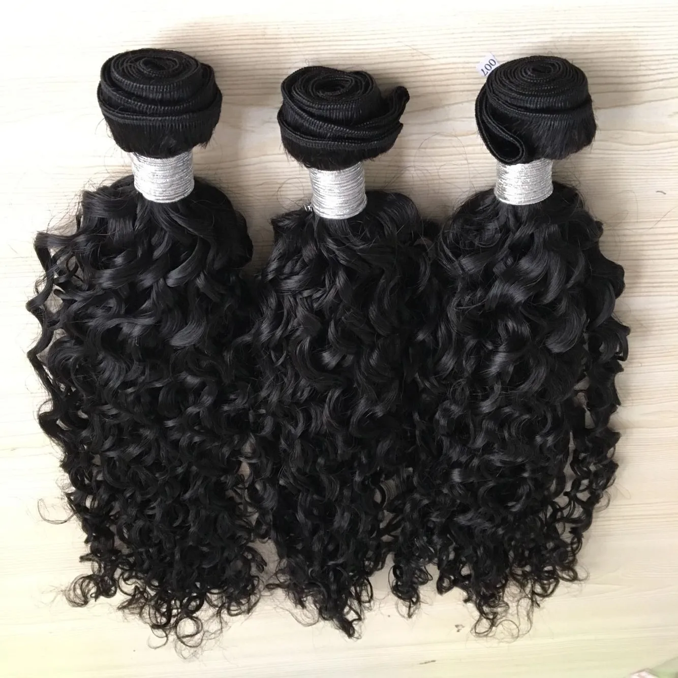 

free shipping Brazilian water wave hair bundles curly cuticle aligned raw virgin hair weave 3pcs/a lot, Natural black/ #1b color