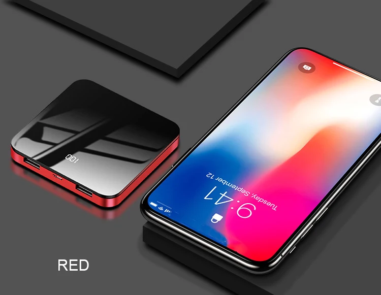 Newest Mini Full Mirror Screen Digital Display Mobile Charger power bank high capacity 10000 mAh - ANKUX.COM