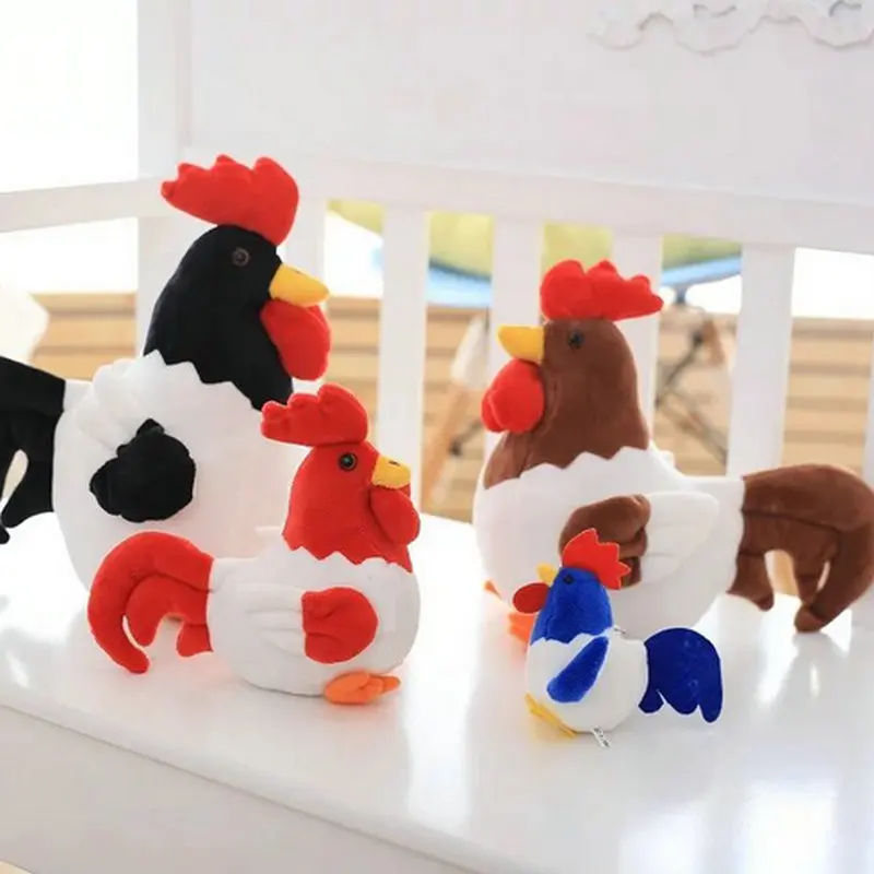 

12-30cm On Sale Chinese zodiac Chicken Plush Toys red/blue Cock Cloth Doll Sucker Small Pendant kids toys birthday gift