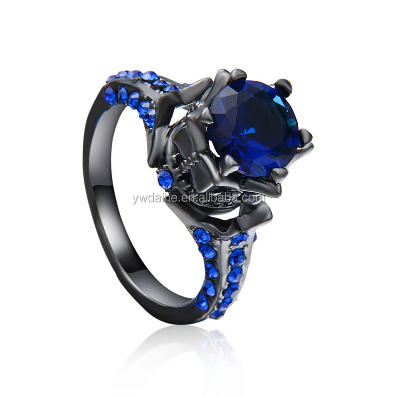 

DAIHE mens black gold plating blue sapphire rings for women