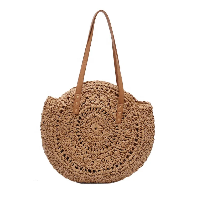 Wholesale Natural Bag Hand Woven Summer Round Beach Bali Paper Straw