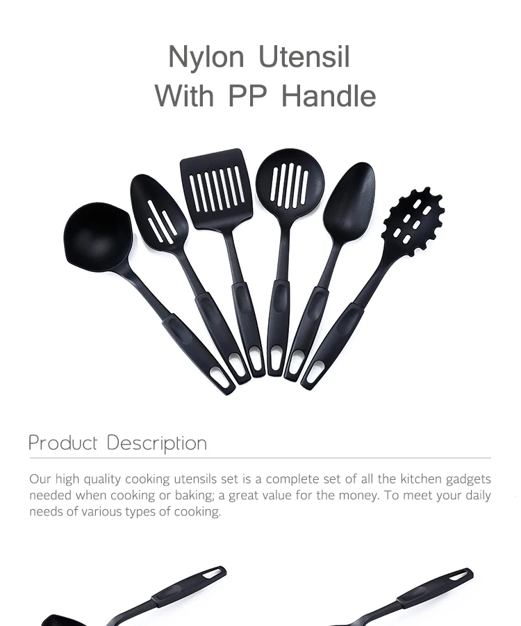 Chinese Kitchen Utensil Set 6 Piece Nylon Cooking Utensils With Pp Handle Buy 6 Pcs Kitchen