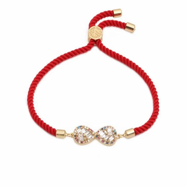 

Custom Jewelry Adjustable Red Rope Cord Charm Bracelet, Gold;rose gold;silver