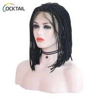 

Different colors small micro box braid wig, short synthetic braided lace front wig for black women