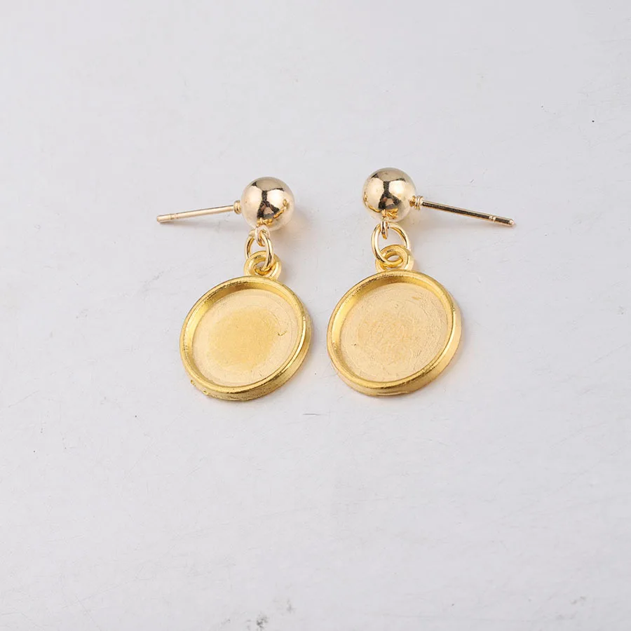

DIY Jewelry Findings Gold Color 12mm Setting Wholesales Alloy Cabochon Tray Earrings Base