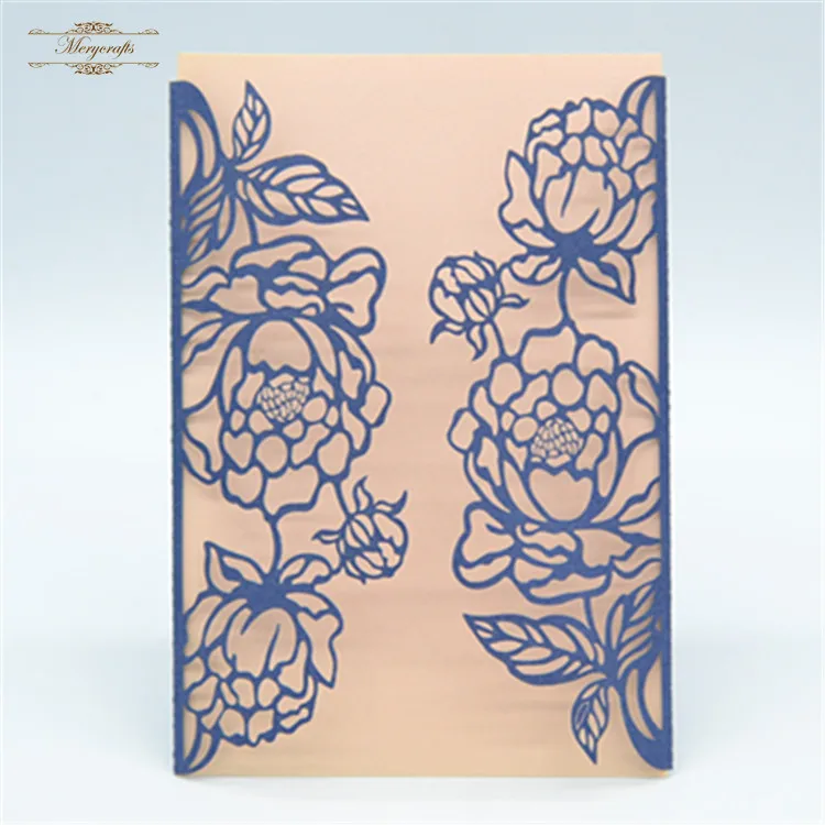 Wedding Cards Laser Cut Designs Doc Floral Blue Wedding Invitation