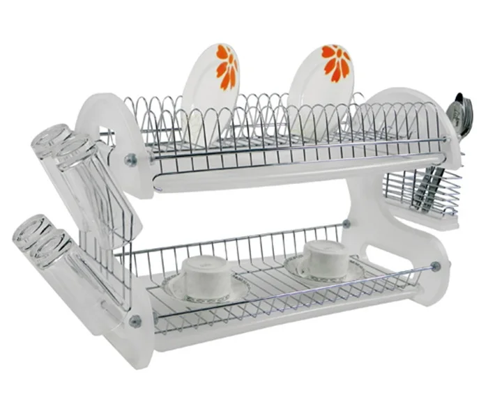 Stainless Steel 2 Tier Kitchen Dish Drying Rack Cabinet Dish Rack