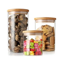 

Air tight round Glass Jar with a Natural Bamboo Lid
