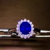 gem jewelry factory 18k gold South Africa real diamond Sri Lanka natural unheated royal blue sapphire flower shapering for women