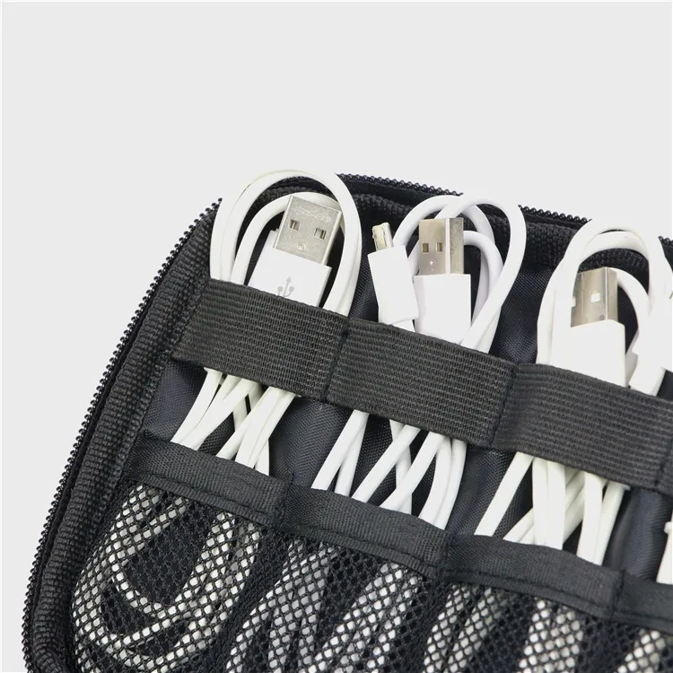 Waterproof Double Layer Usb Cable Packaging Organizer Bag For Travel Accessories Storage 19.1*15