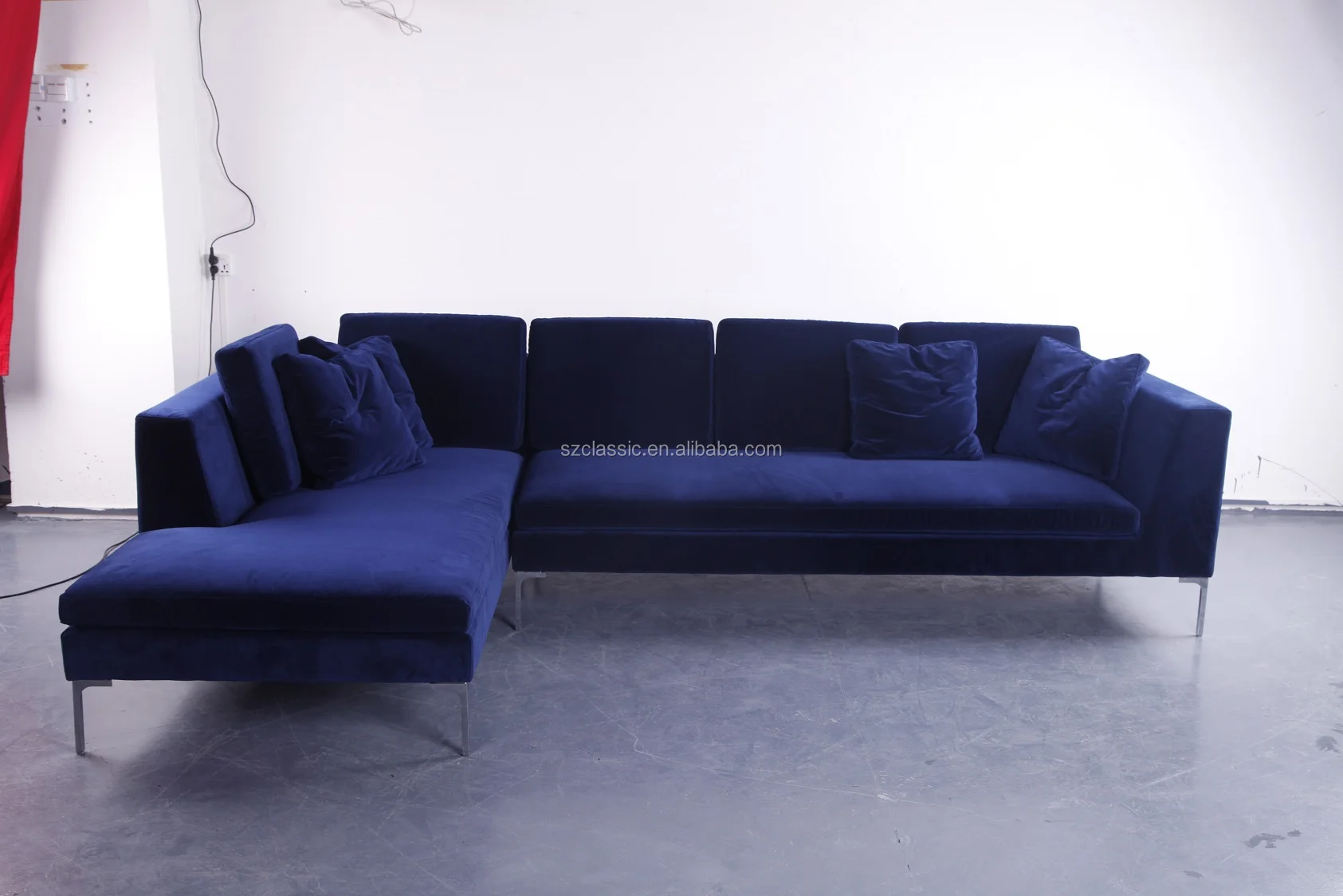 Antonio Citterio Design Modern Sectional Navy Blue Velvet B Italia Sofa Charles Reproduction