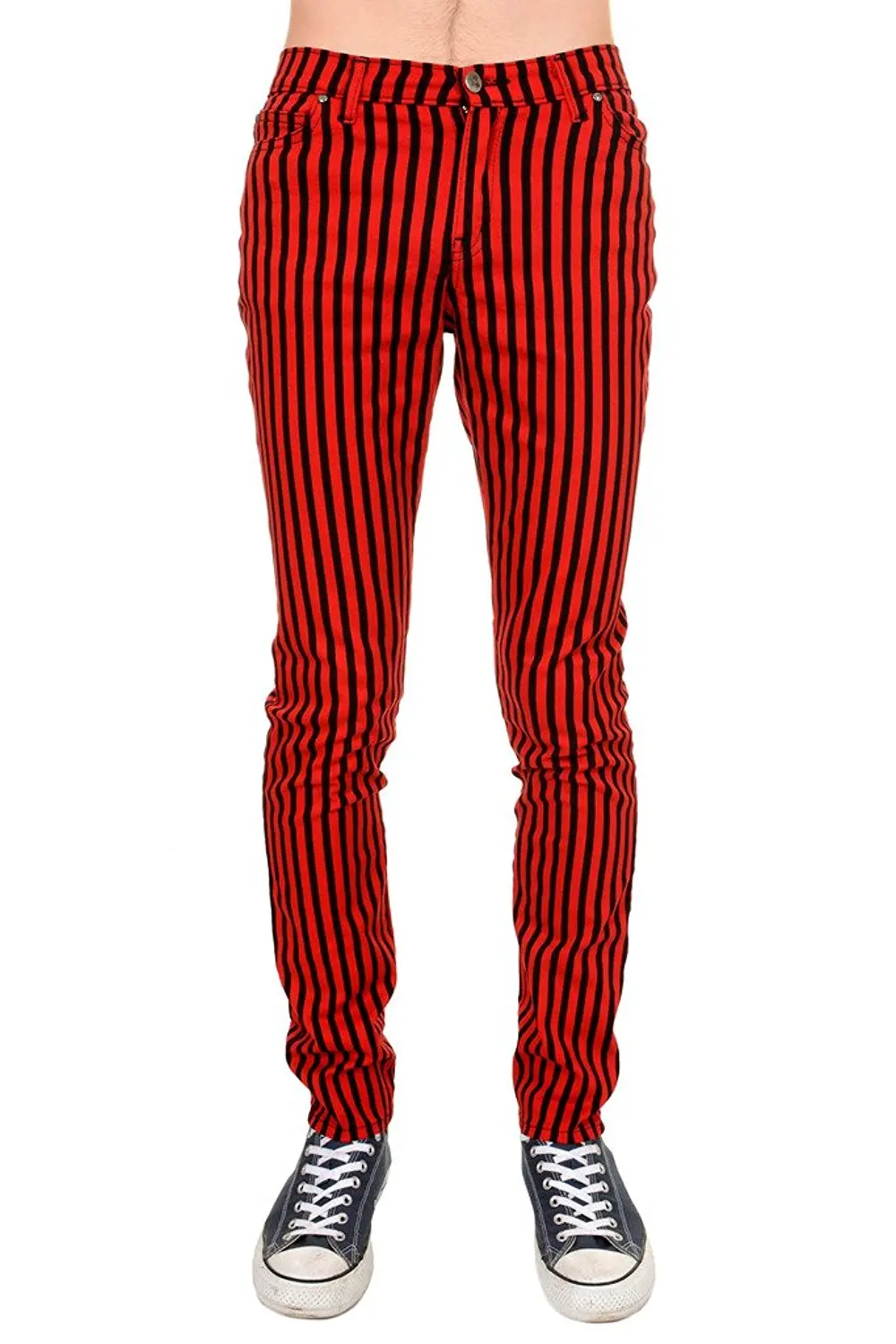 black and red striped trousers mens