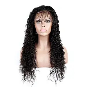 Drop shipping Pre plucked virgin hair  deep wave curly 360 lace frontal 250 density wig lace front