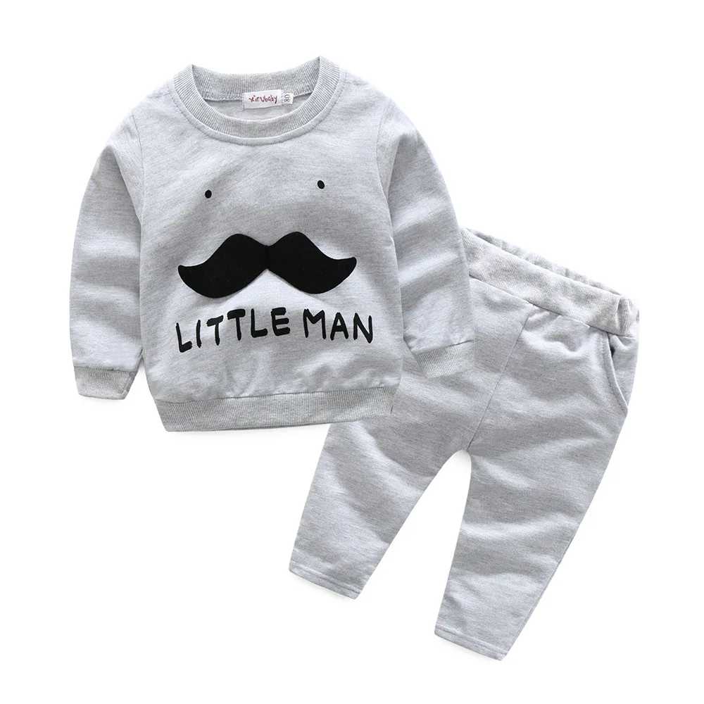 

2018 New fashion infant clothes baby boy clothes sets long sleeve mustache sweatshirt + pants 2pcs newborn baby clothing set, As picture