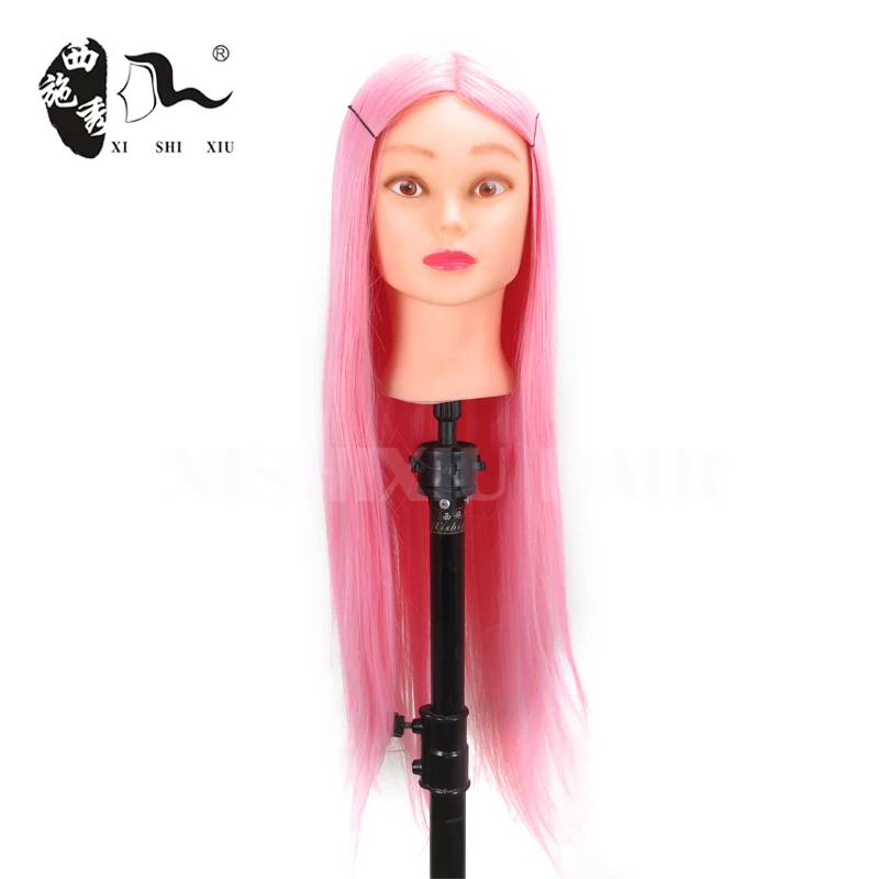 

High temperature fiber practice head training head synthetic barber practice cutting mannequin head for hairdressing salon