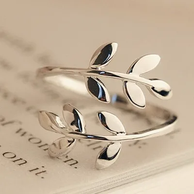 

Charms Two colors Tree Branch Leaves Open Ring for Women Girl Wedding Rings Adjustable Knuckle Finger Jewelry Xmas, Silvergold