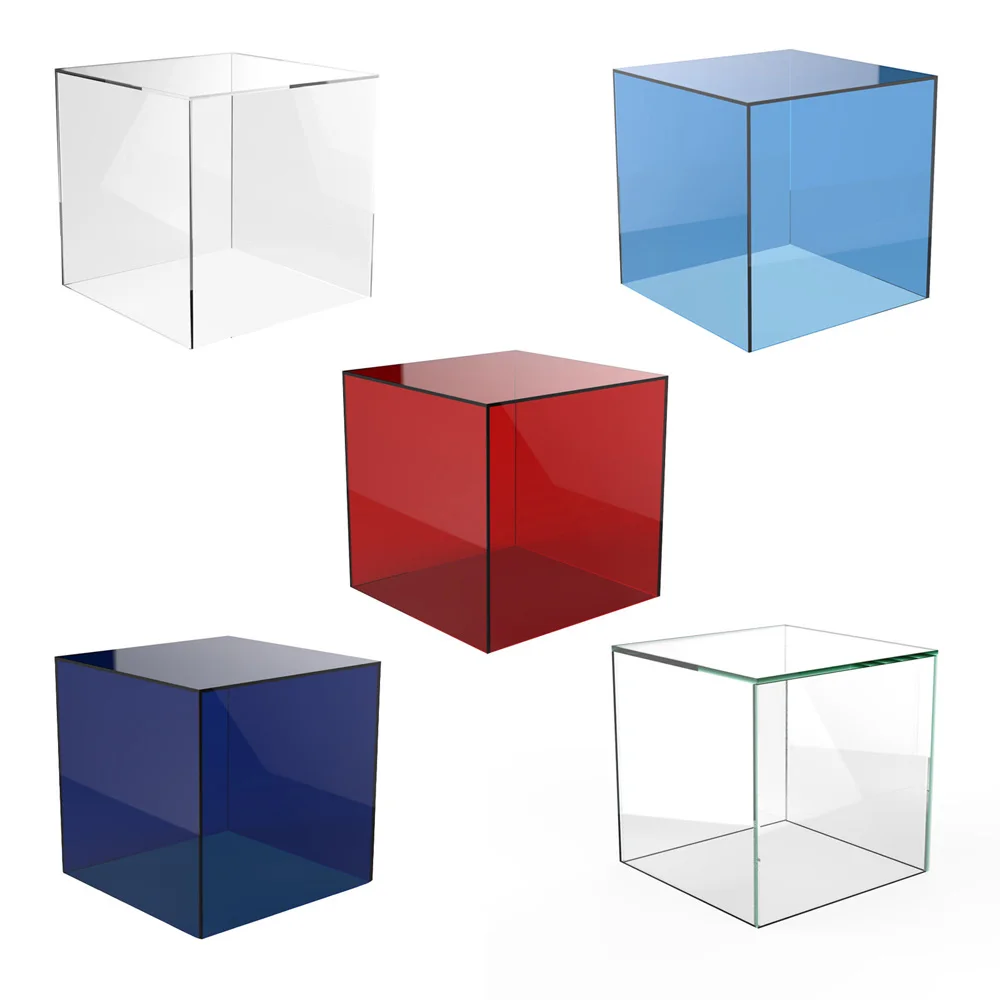 colored acrylic cube display stand square