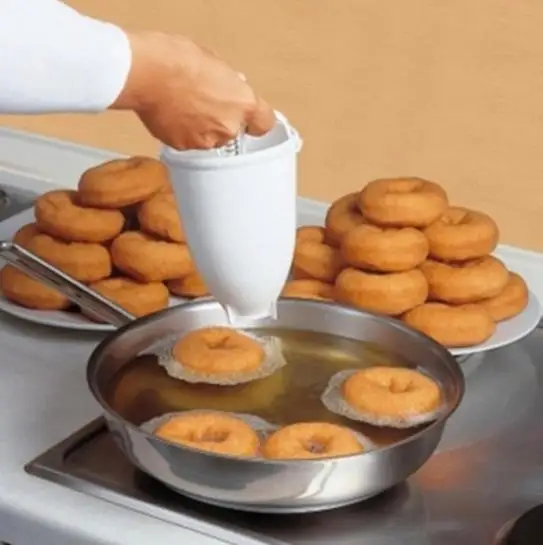 

Amazon hot sale Mini Donut Maker Machine Plastic Doughnut Mold DIY Tool Kitchen Pastry Making Bake Ware, White