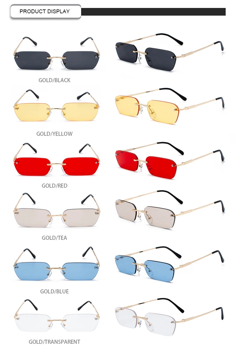 2019 Rimless Small Mini Vintage Favor Rectangle For Women Men Sunglasses